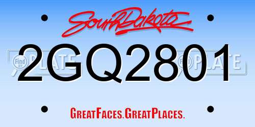 2GQ2801 South Dakota License Plate