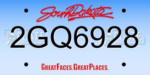 2GQ6928 South Dakota License Plate