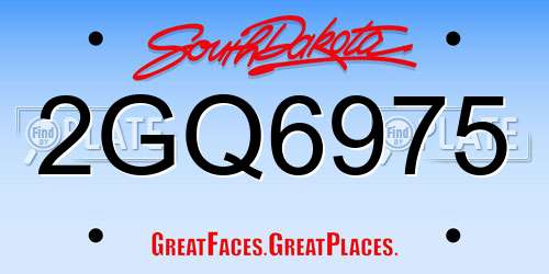 2GQ6975 South Dakota License Plate