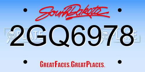 2GQ6978 South Dakota License Plate