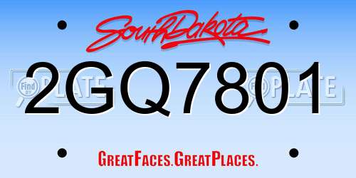 2GQ7801 South Dakota License Plate