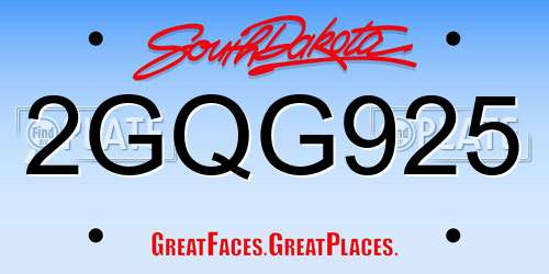 2GQG925 South Dakota License Plate