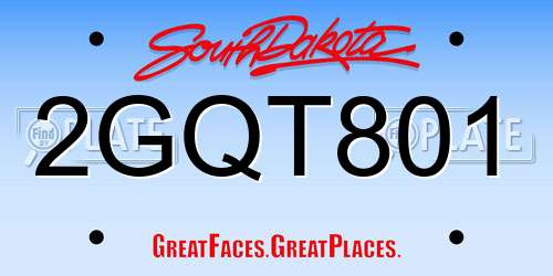 2GQT801 South Dakota License Plate
