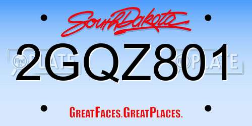 2GQZ801 South Dakota License Plate