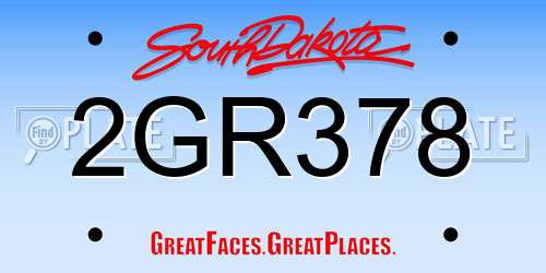 2GR378 South Dakota License Plate