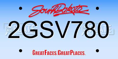 2GSV780 South Dakota License Plate