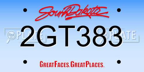 2GT383 South Dakota License Plate