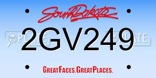 2GV249 South Dakota License Plate
