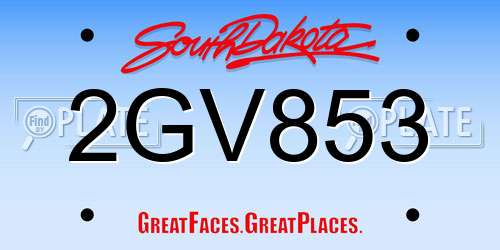 2GV853 South Dakota License Plate