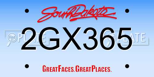 2GX365 South Dakota License Plate