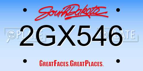 2GX546 South Dakota License Plate
