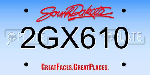 2GX610 South Dakota License Plate