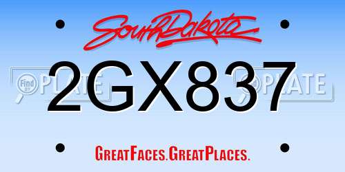 2GX837 South Dakota License Plate