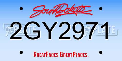 2GY2971 South Dakota License Plate