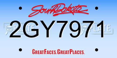 2GY7971 South Dakota License Plate