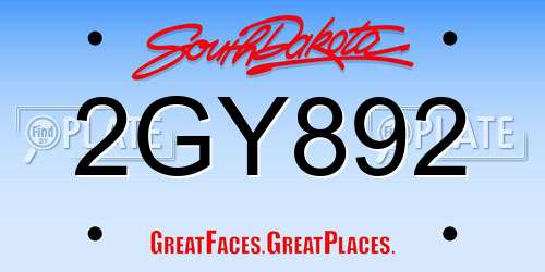 2GY892 South Dakota License Plate
