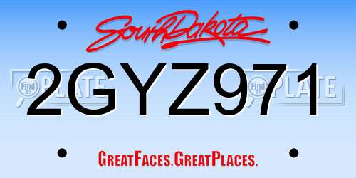 2GYZ971 South Dakota License Plate