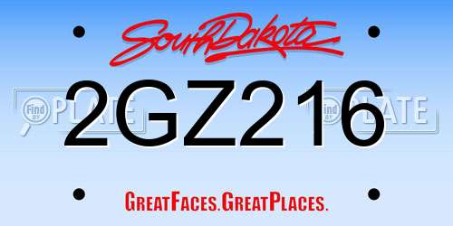 2GZ216 South Dakota License Plate