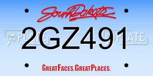 2GZ491 South Dakota License Plate