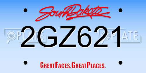 2GZ621 South Dakota License Plate