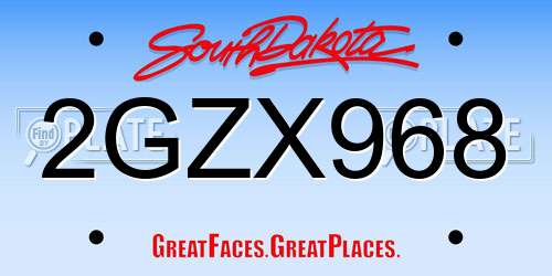 2GZX968 South Dakota License Plate