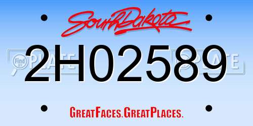 2H02589 South Dakota License Plate