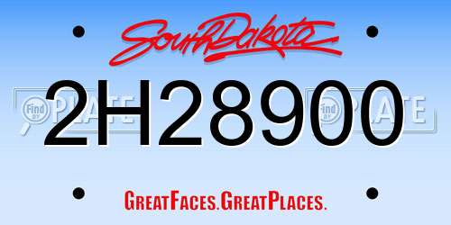 2H28900 South Dakota License Plate