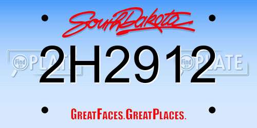 2H2912 South Dakota License Plate