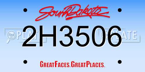 2H3506 South Dakota License Plate