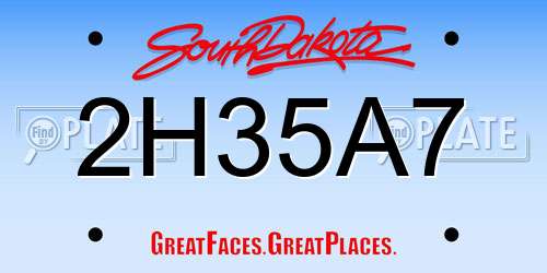 2H35A7 South Dakota License Plate