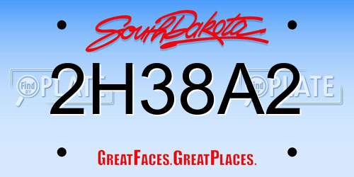 2H38A2 South Dakota License Plate
