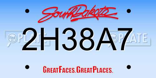 2H38A7 South Dakota License Plate