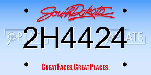 2H4424 South Dakota License Plate