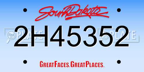 2H45352 South Dakota License Plate