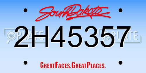 2H45357 South Dakota License Plate