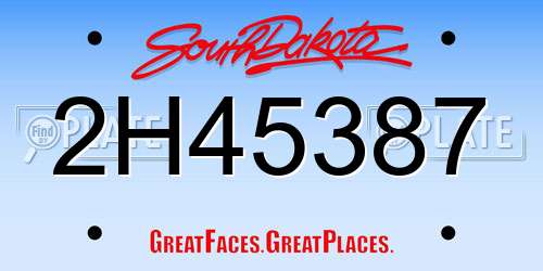 2H45387 South Dakota License Plate