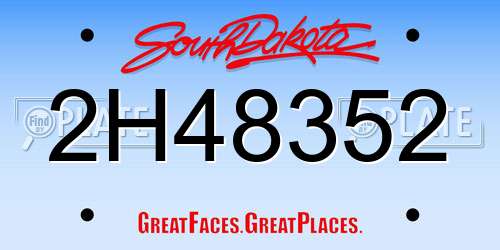 2H48352 South Dakota License Plate