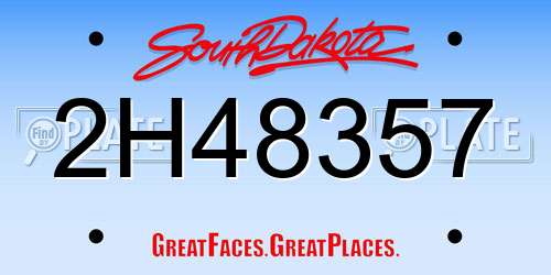 2H48357 South Dakota License Plate