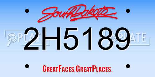 2H5189 South Dakota License Plate