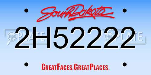 2H52222 South Dakota License Plate