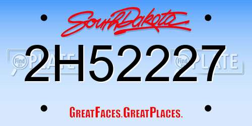 2H52227 South Dakota License Plate