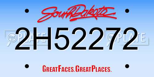2H52272 South Dakota License Plate