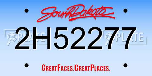 2H52277 South Dakota License Plate