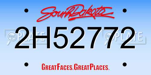 2H52772 South Dakota License Plate