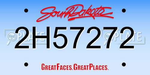 2H57272 South Dakota License Plate