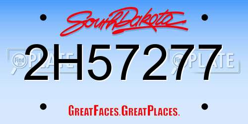 2H57277 South Dakota License Plate