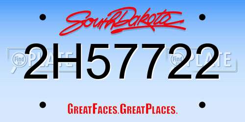 2H57722 South Dakota License Plate
