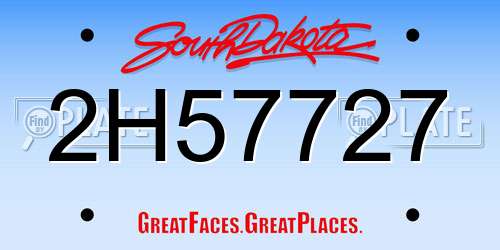 2H57727 South Dakota License Plate
