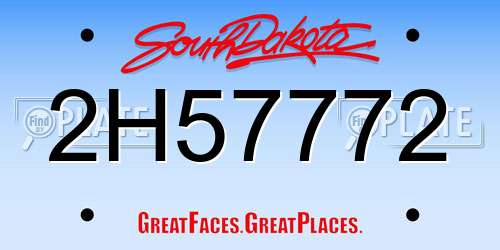 2H57772 South Dakota License Plate