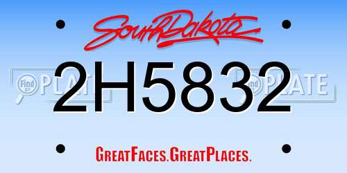 2H5832 South Dakota License Plate